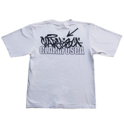 Back white urban tshirt with Graffiti tag Clarafosca